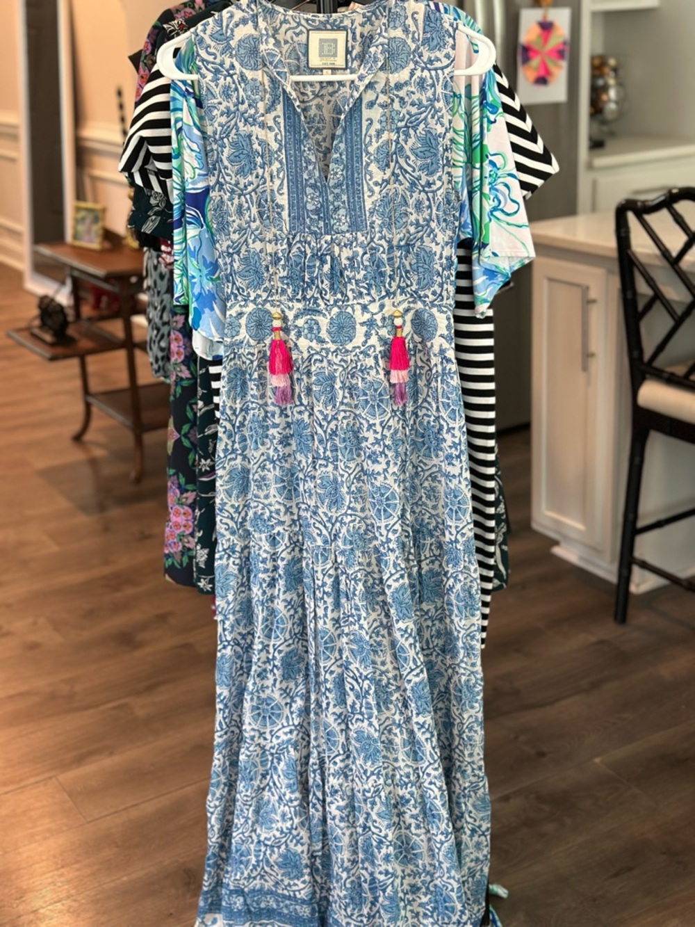 Bell Lola Maxi Dress with Pink Tassels - Small